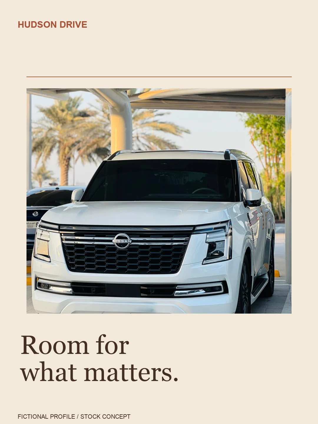 Ivory and terracotta editorial SUV cover