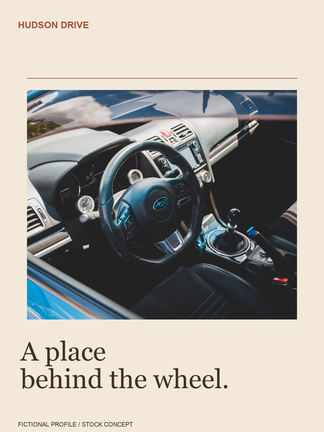 Matching automotive interior editorial cover